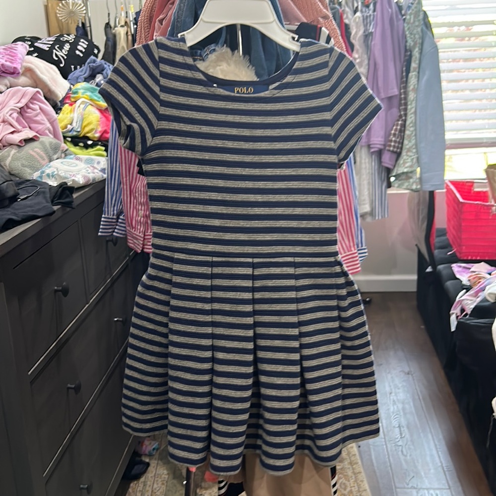 Girls polo Ralph Lauren dress size 4 short sleeve stripes